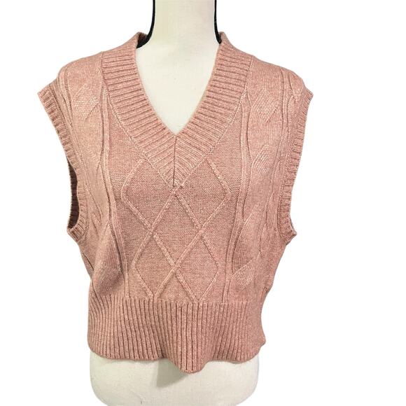 Sincerely Jules | Women's Peach Orange Soft Knit Stretch Crop Sweater Vest Sz S - Picture 1 of 4